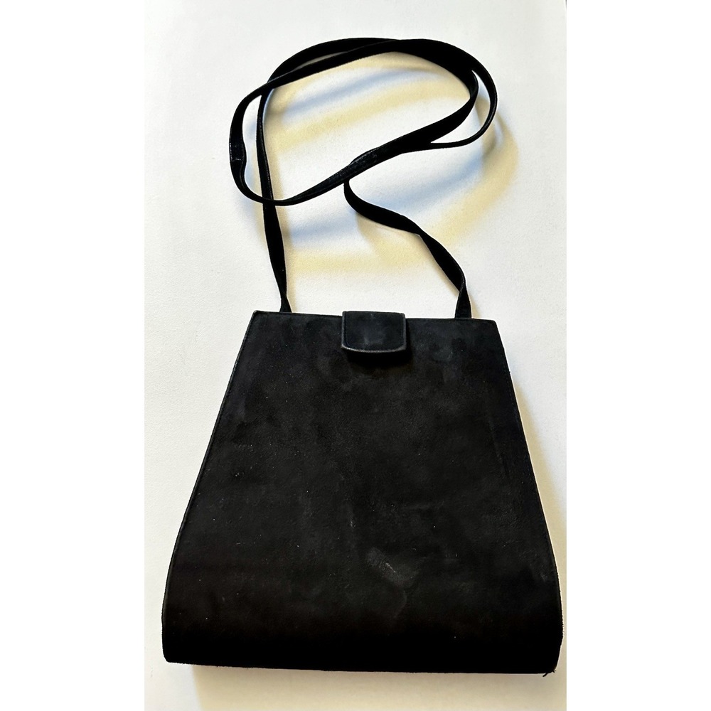 Vintage Philip Joseph Suede Shoulder Bag Purse Black Crossbody Made In Canada